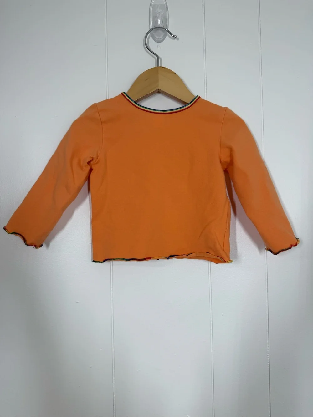 Old Navy Vintage Y2K 2001 Orange Rainbow Ruffle Edge Long Sleeve Tee
